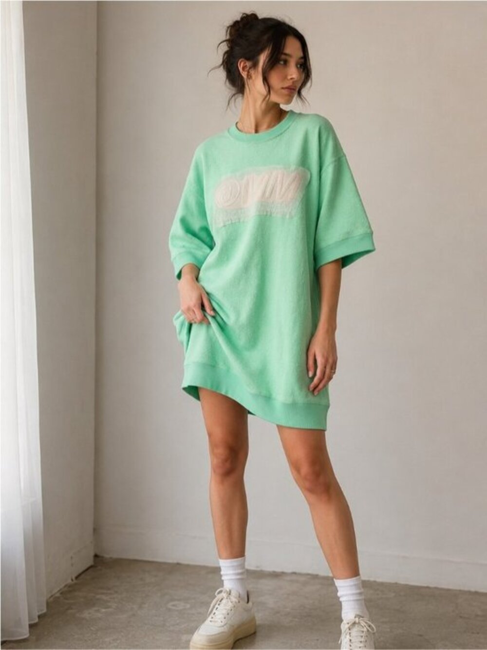 MM6 Maison Margiela Oversized Terry Logo Sweatshirt Dress Size S Made in Italy